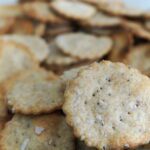 Stacked poppy sesame seed crackers
