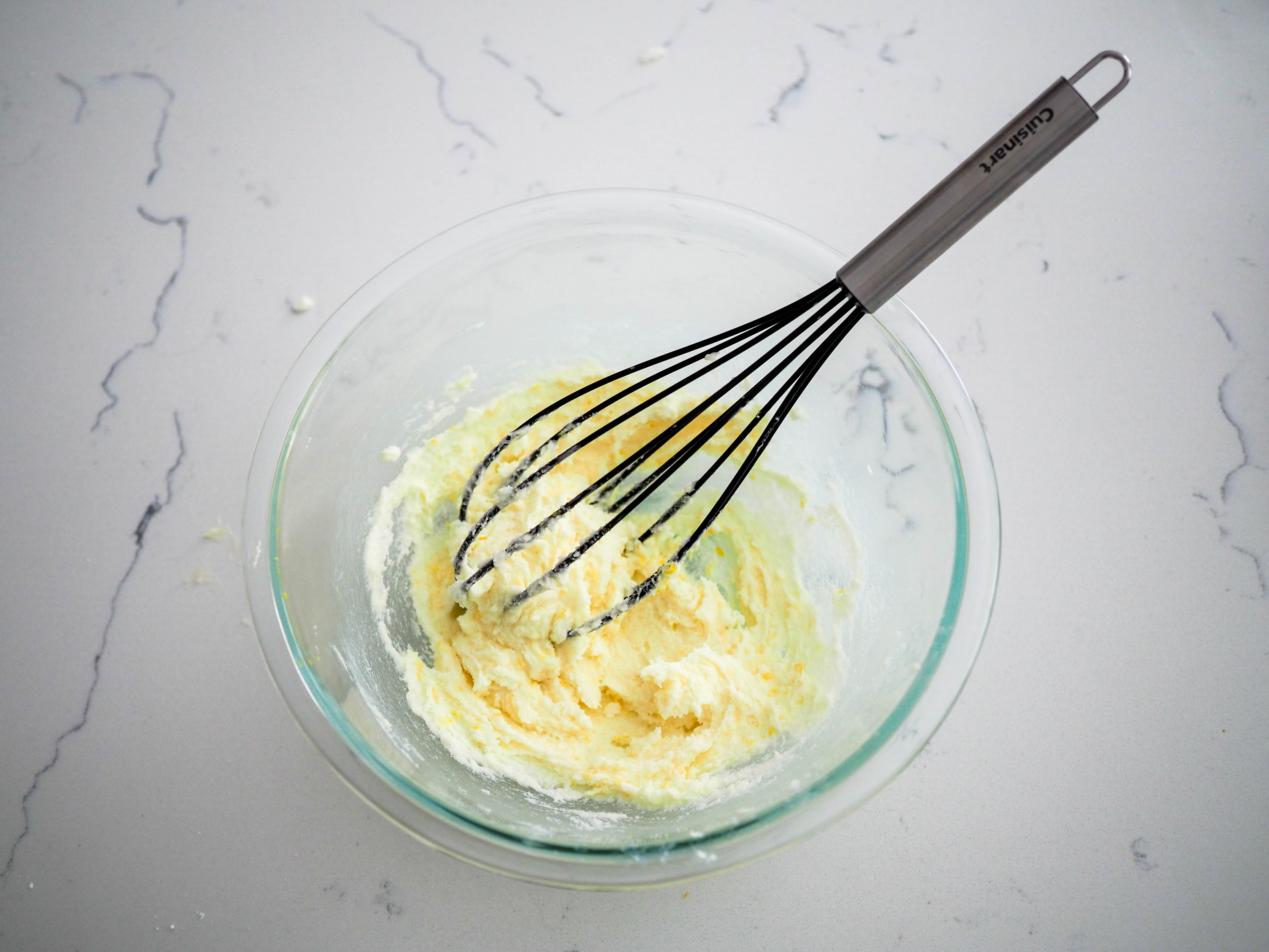 Creamed sugar, butter, and lemon zest.
