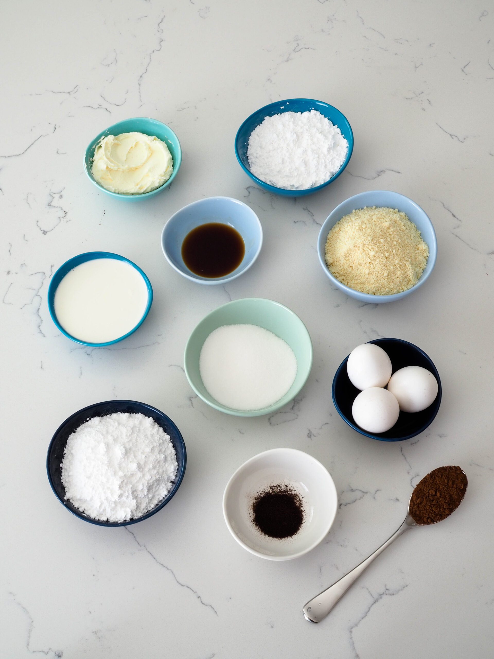 All the ingredients you need to make tiramisu macarons.