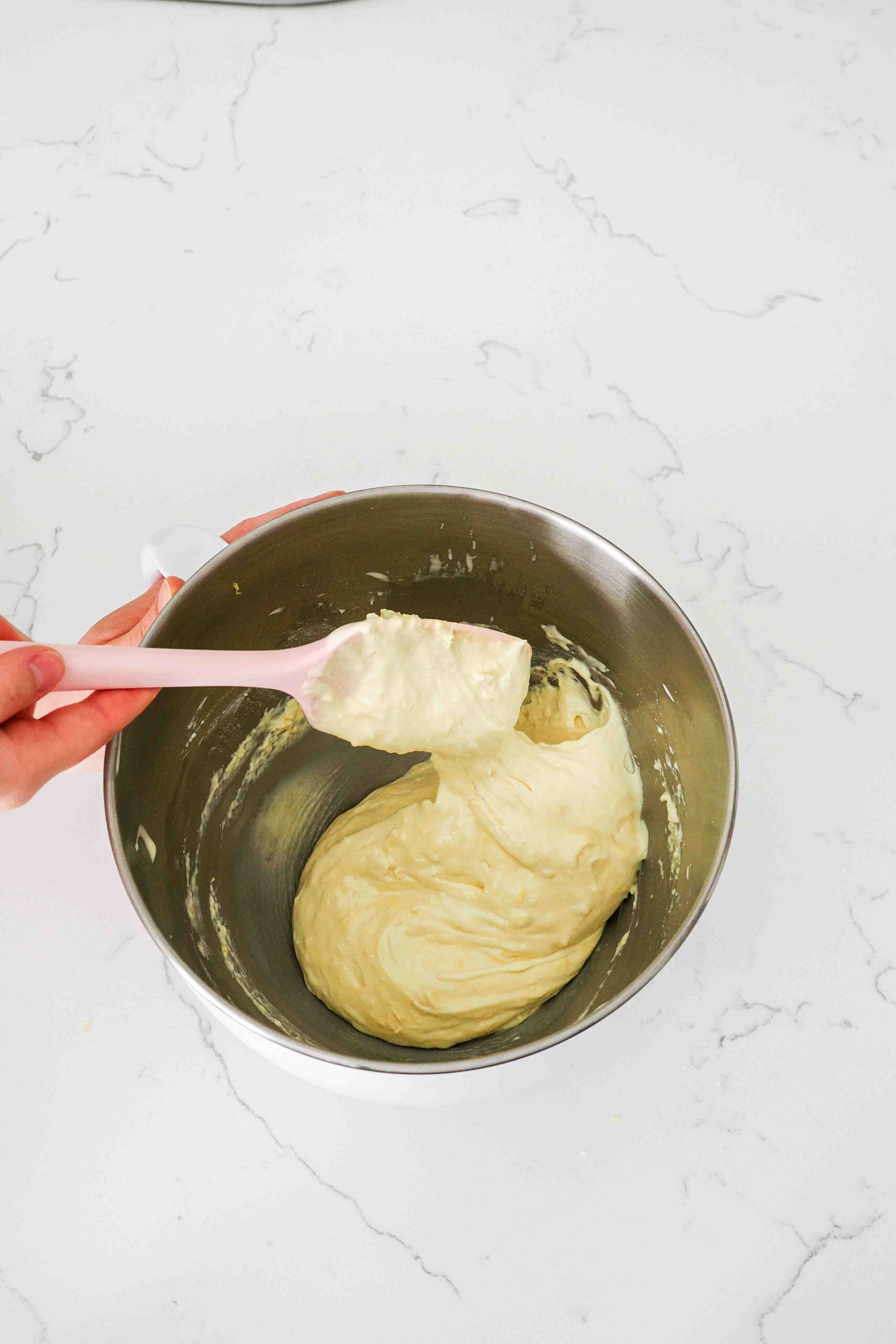 Lemon madeleine batter without butter.