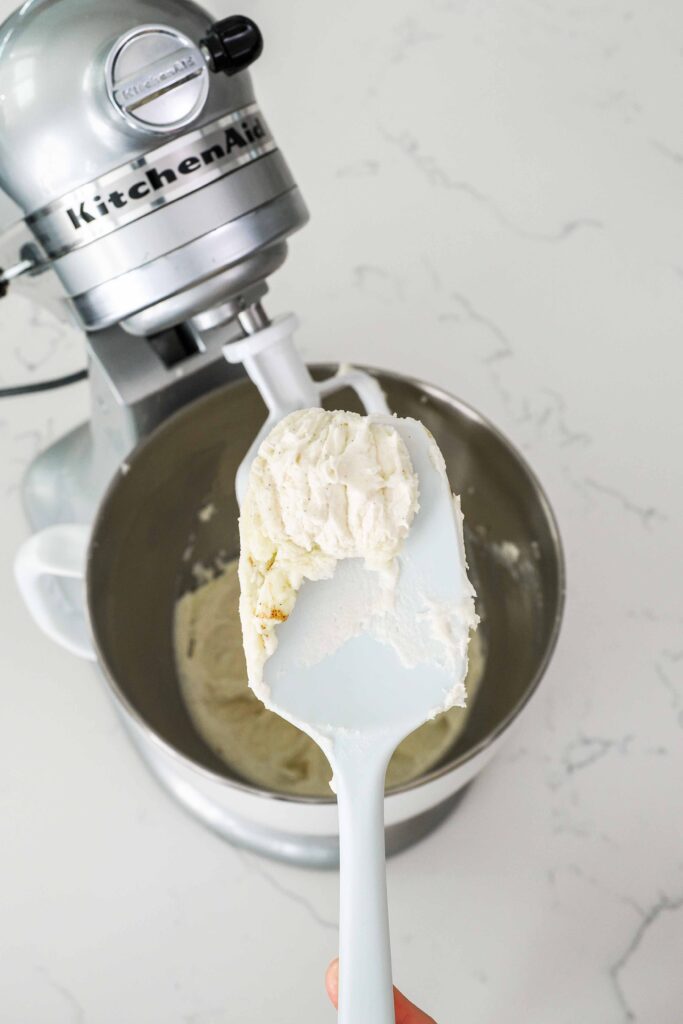 A spatula shows creamed and under-creamed butter.